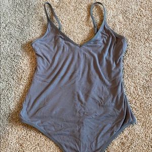 Talula gray ribbed thing bodysuit